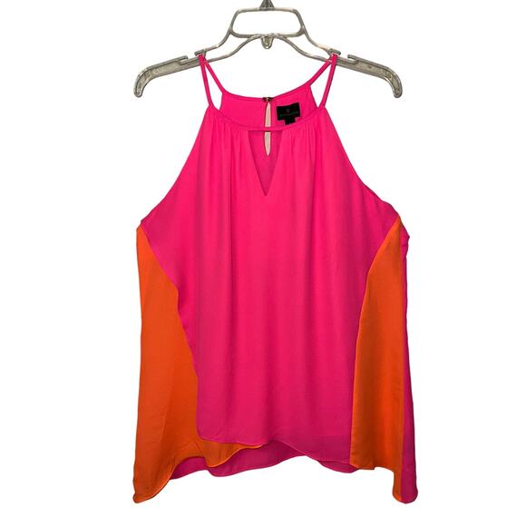 Worthington Top Womens Large Sleeveless Tank Blouse Pink Orange Swing Goddess - Picture 2 of 9